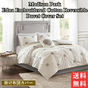 �y���������z �}�f�B�\���p�[�N Madison Park �|���z�c�J�o�[4�_�Z�b�g�iIvory�j �z�c�J�o�[ ���J�o�[ �|���ӂƂ�J�o�[ �͗l�ւ� Malia 4 Piece Embroidered Cotton Reversible Duvet Cover Set