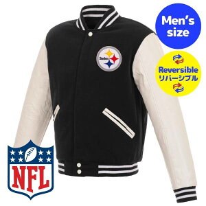 �y���������z NFL���� JH Design �����Y �A�E�^�[ �X�^�W���� �o�[�V�e�B�W���P�b�g �W�����p�[ �A���t�g �s�b�c�o�[�O�E�X�e�B�[���[�Y Pittsburgh Steelers Reversible Faux Leather Sleeves Jacket