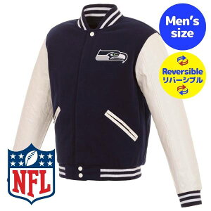 �y���������z NFL���� JH Design �����Y �A�E�^�[ �X�^�W���� �o�[�V�e�B�W���P�b�g �W�����p�[ �A���t�g �V�A�g���E�V�[�z�[�N�X Seattle Seahawks Reversible Faux Leather Sleeves Jacket