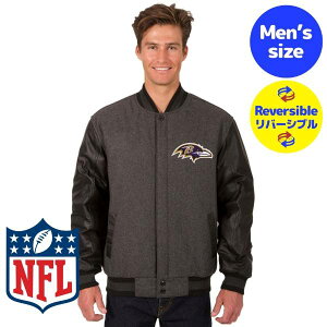�y���������z NFL���� JH Design �����Y �A�E�^�[ �X�^�W���� �o�[�V�e�B�W���P�b�g �W�����p�[ �A���t�g �{���e�B���A�E���C�u���Y Baltimore Ravens Wool & Leather Reversible Jacket
