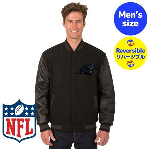 �y���������z NFL���� JH Design �����Y �A�E�^�[ �X�^�W���� �o�[�V�e�B�W���P�b�g �W�����p�[ �A���t�g �J�����C�i�E�p���T�[�Y Carolina Panthers Wool & Leather Reversible Jacket