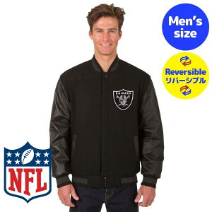 �y���������z NFL���� JH Design �����Y �A�E�^�[ �X�^�W���� �o�[�V�e�B�W���P�b�g �W�����p�[ �A���t�g ���X�x�K�X�E���C�_�[�X Las Vegas Raiders Wool & Leather Reversible Jacket