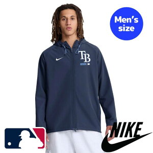 Nike �i�C�L MLB���� �����Y �E�B���h�u���[�J�[ �W���P�b�g �A�E�^�[ �W�����p�[ �^���p�x�C�E���C�Y Tampa Bay Rays Authentic Collection Raglan Therma-FIT Full-Zip Hooded Jacket �y���������z