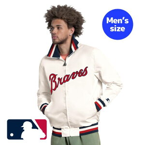 Starter �X�^�[�^�[ MLB���� �����Y �X�^�W���� �o�[�V�e�B�W���P�b�g �A�E�^�[ �W�����p�[ �A�g�����^�E�u���[�u�X Atlanta Braves The Captain Cooperstown Logo Full-Zip Varsity Jacket �y���������z