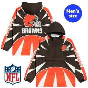 Chalk Line �`���[�N���C�� NFL���� �A���t�g �����Y �W���P�b�g �E�B���h�u���[�J�[ �A�E�^�[ �W�����p�[ �N���[�u�����h�E�u���E���Y Cleveland Browns Spike Anorak Jacket �y���������z
