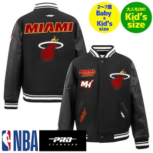 �y���������z NBA���� �L�b�Y�p�A�E�^�[ �q���p�X�^�W���� ���[�X�T�C�Y�W���P�b�g �o�[�V�e�B�W���P�b�g �v���X�^���_�[�h Pro Standard �}�C�A�~�E�q�[�g MIAMI HEAT RETRO CLASSIC BOYS RIB WOOL VARSITY JA