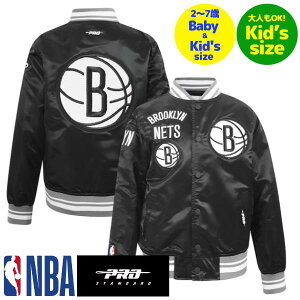 �y���������z NBA���� �L�b�Y�p�A�E�^�[ �q���p�X�^�W���� ���[�X�T�C�Y�W���P�b�g �o�[�V�e�B�W���P�b�g �v���X�^���_�[�h Pro Standard �u���b�N�����E�l�b�c BROOKLYN NETS RETRO CLASSIC BOYS RIB SATIN 