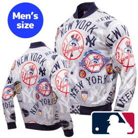 【送料無料+割引クーポン】 MLBオフィシャル メンズ アウタージャケット サテンジャケット スタジャン ニューヨーク・ヤンキース NEW YORK YANKEES AOP SATIN JACKET