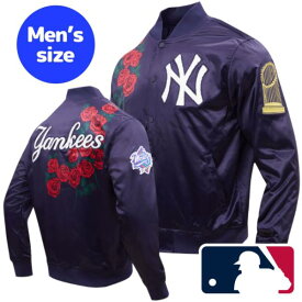 【送料無料+割引クーポン】 MLBオフィシャル メンズ アウタージャケット サテンジャケット スタジャン ニューヨーク・ヤンキース NEW YORK YANKEES ROSE SATIN JACKET