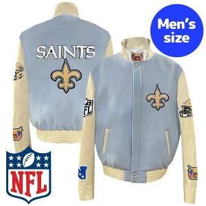 �y���������z NFL���� �A���t�g �����Y �A�E�^�[ �o�[�V�e�B�W���P�b�g �X�^�W���� �W�����p�[ �j���[�I�[�����Y�E�Z�C���c New Orleans Saints Wool & Leather Varsity Jacket