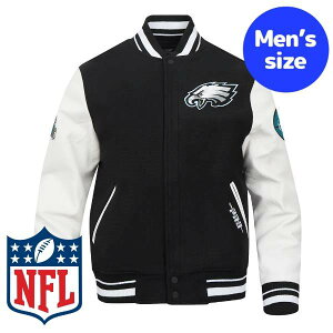 �y���������z Pro Standard �v���X�^���_�[�h NFL���� �A���t�g �����Y �A�E�^�[ �o�[�V�e�B�W���P�b�g �X�^�W���� �W�����p�[ �t�B���f���t�B�A�E�C�[�O���X PHILADELPHIA EAGLES OLD ENGLISH RIB WOOL VARSIT