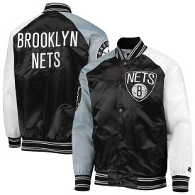 【送料無料+割引クーポン】 NBAオフィシャル メンズ アウタージャケット Brooklyn Nets Reliever Varsity Raglan Jacket （Black/Gray） ブルックリン・ネッツ