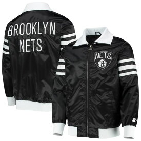 【送料無料+割引クーポン】 NBAオフィシャル メンズ アウタージャケット Brooklyn Nets The Captain II Varsity Jacket （Black） ブルックリン・ネッツ