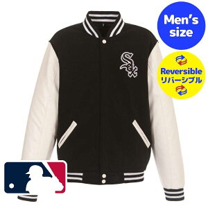 �y���������z�y���o�[�V�u���z MLB���� JH Design ���W���[���[�O�I�t�B�V���� �����Y �A�E�^�[ �X�^�W���� �o�[�V�e�B�W���P�b�g �V�J�S�E�z���C�g�\�b�N�X Chicago White Sox Reversible Faux Leather Jack