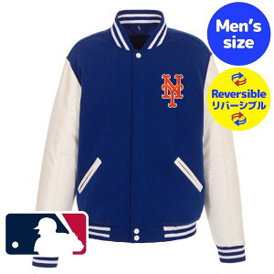�y���������z�y���o�[�V�u���z MLB���� JH Design ���W���[���[�O�I�t�B�V���� �����Y �A�E�^�[ �X�^�W���� �o�[�V�e�B�W���P�b�g ����� �j���[���[�N�E���b�c NY Mets Reversible Faux Leather Jacket