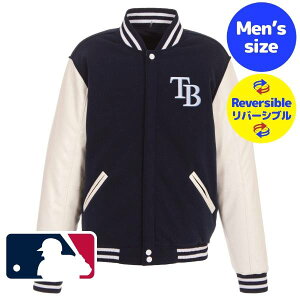 �y���o�[�V�u���z MLB JH Design ���W���[���[�O �����Y �A�E�^�[ �X�^�W���� �o�[�V�e�B�W���P�b�g �^���p�x�C�E���C�Y Tampa Bay Rays Reversible Faux Leather Jacket