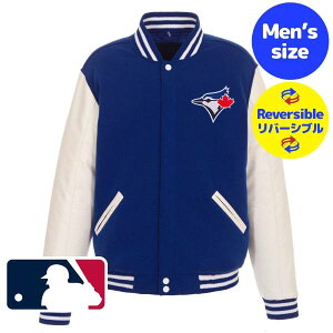 �y���������z�y���o�[�V�u���z MLB���� JH Design ���W���[���[�O�I�t�B�V���� �����Y �A�E�^�[ �X�^�W���� �o�[�V�e�B�W���P�b�g �g�����g�E�u���[�W�F�C�Y Toronto Blue Jays Reversible Faux Leather Jack