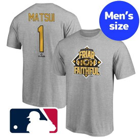 【送料無料+割引クーポン】 MLBオフィシャル メンズ Tシャツ 半袖トップス グレー 松井裕樹 背番号1 サンディエゴ・パドレス San Diego Padres Men's T-Shirt