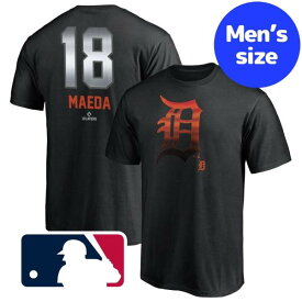 【送料無料+割引クーポン】 MLBオフィシャル メンズ Tシャツ 半袖トップス ブラック 前田健太 背番号18 デトロイト・タイガース 黒 Detroit Tigers Men's T-Shirt