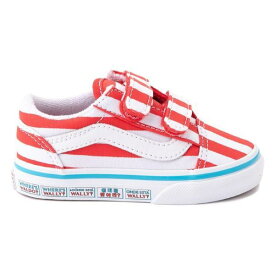 【送料無料+割引クーポン】 Vans バンズ Vans x Where's Waldo Old Skool V International Stripes Skate Shoe（White/Red） スニーカー 靴 ベビー・キッズ