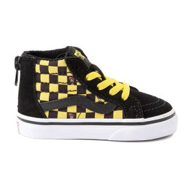 【送料無料+割引クーポン】 Vans バンズ Vans x Where's Waldo Sk8 Hi Zip Odlaw Checkerboard Skate Shoe（Black/Yellow） スニーカー 靴 ベビー・キッズ