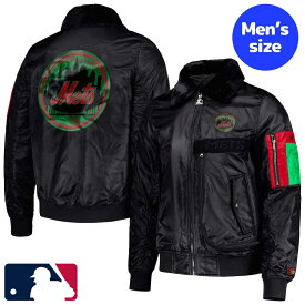 【送料無料+割引クーポン】 MLBオフィシャル メンズ MA-1 ボンバージャケット アウタージャケット ニューヨーク・メッツ New York Mets Black History Month Satin Jacket