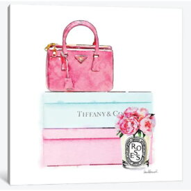 【送料無料+割引クーポン】 米国発のお洒落なブランドオマージュアート Pink Bag On Shoes Box ティファニー Tiffany キャンバスアート 絵画 インテリア 模様替え 引越し祝い 新築祝い 待合室 会議室