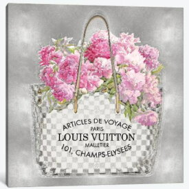 【送料無料+割引クーポン】 米国発のお洒落なブランドオマージュアート Pink Bouquet On Silver ヴィトン Louis Vuitton キャンバスアート 絵画 インテリア 模様替え 引越し祝い 新築祝い 待合室 会議室