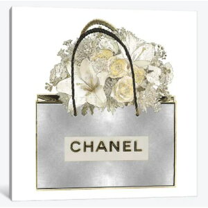 �y���������z �č����̂������ȃu�����h�I�}�[�W���A�[�g Silver Bag With Floral BouquetI �V���l�� CHANEL �L�����o�X �G�� �C���e���A �͗l�ւ� ���z���j�� �V�z�j�� �ҍ��� ��c��