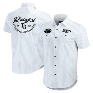 MLB ���W���[���[�O �����Y �ݕt���V���c �����V���c �g�b�v�X �^���p�x�C�E���C�Y Tampa Bay Rays Pin Stripe Button-Up Shirt