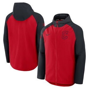 Nike �i�C�L MLB �����Y �E�B���h�u���[�J�[ �W���P�b�g �A�E�^�[ �W�����p�[ �N���[�u�����h�E�K�[�f�B�A���Y Cleveland Guardians Authentic Collection Raglan Performance Full-Zip Jacket �y���������z