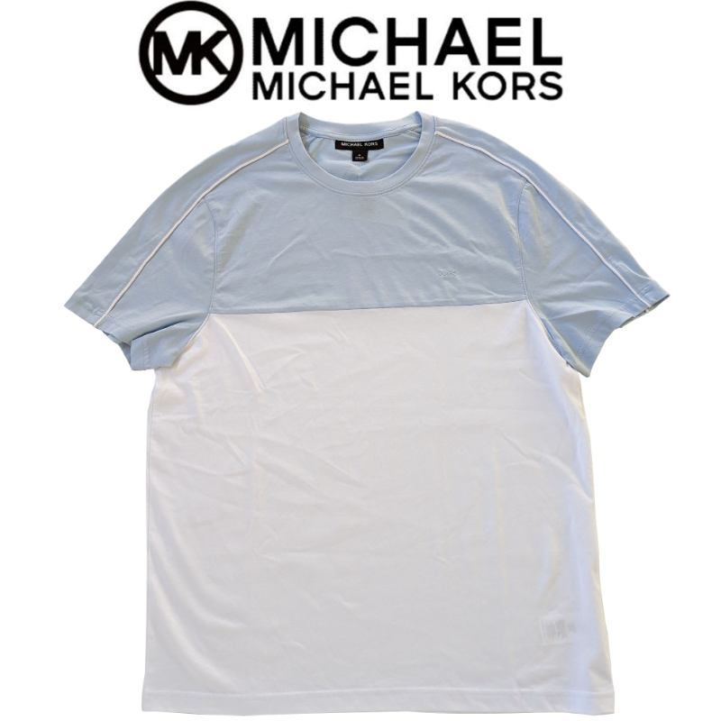 【ニコニコ割引対象】【送料無料】 マイケルコース Michael Kors メンズサイズ MK刺繍ロゴ Tシャツ（Sky Blue/White）  半袖トップス レディース ユニセックス ギフト プレゼント【楽ギフ_包装選択】 | USキッズウェア楽天市場店