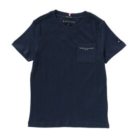 【送料無料+ポイント5倍+割引クーポン】 TOMMY HILFIGER トミーヒルフィガー 130サイズ 男の子用ロゴプリントポケット付きTシャツ（Navy）ロゴ半袖Tシャツ ベビー・キッズトップス