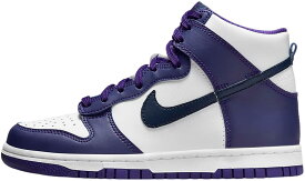 【送料無料+割引クーポン】【大人もOK（22.0-25.0cm）】 ナイキ Nike Dunk High Shoes（White/Electro Purple/Midnight Navy） 男の子用スニーカー 女の子用シューズ 子供靴