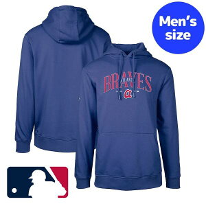 �y���������z MLB�I�t�B�V���� ���W���[���[�O���� �����Y �p�[�J�[ �����g�b�v�X �t�[�f�B�[ �A�g�����^�E�u���[�u�X Atlanta Braves Cooperstown Collection Podium Retro Spellout Hoodie