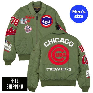 MLB �����Y MA-1 �t���C�g�W���P�b�g �V�J�S�E�J�u�X ���i���� ��ؐ��� New Era x Alpha Industries �j���[�G�� x �A���t�@�C���_�X�g���[�Y Chicago Cubs Sage Green MA-1 Flight Jacket ��������