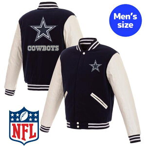 �y���������z NFL���� JH Design �����Y �A�E�^�[ �X�^�W���� �o�[�V�e�B�W���P�b�g �A���t�g �_���X�E�J�E�{�[�C�Y Dallas Cowboys Reversible Faux Leather Sleeves Varsity Jacket