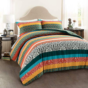 �y���������z ���{�����׃u�����h Lush Decor ���b�V���E�f�R�[�� Boho Stripe �|���z�c�J�o�[�Z�b�g�iTaupe & White�j �z�c�J�o�[ �ӂƂ�J�o�[ ���J�o�[ �͗l�ւ� �Q��