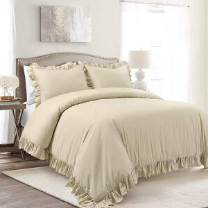 �y���������z ���{�����׃u�����h Lush Decor ���b�V���E�f�R�[�� Reyna 3-Piece Ruffled �|���z�c�J�o�[�Z�b�g�iWheat�j �z�c�J�o�[ �ӂƂ�J�o�[ ���J�o�[ �͗l�ւ� �Q��
