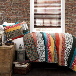 �y���������z ���{�����׃u�����h Lush Decor ���b�V���E�f�R�[�� Boho Stripe Bohemian ���o�[�V�u���x�b�h�J�o�[�Z�b�g�iTurquoise/Tangerine�j �x�b�h�X�v���b�h
