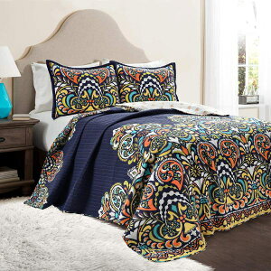 �y���������z ���{�����׃u�����h Lush Decor ���b�V���E�f�R�[�� Clara ���o�[�V�u���x�b�h�J�o�[�Z�b�g�iNavy�j �x�b�h�X�v���b�h �x�b�g�J�o�[ �z�c�J�o�[ �͗l�ւ�