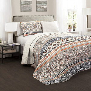 �y���������z ���{�����׃u�����h Lush Decor ���b�V���E�f�R�[�� Nesco Striped ���o�[�V�u���x�b�h�J�o�[�Z�b�g�iNavy and Coral�j �x�b�h�X�v���b�h �x�b�g�J�o�[ �z�c�J�o�[