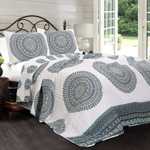 �y���������z ���{�����׃u�����h Lush Decor ���b�V���E�f�R�[�� Shaila Medallion ���o�[�V�u���x�b�h�J�o�[�Z�b�g�iBlue�j �x�b�h�X�v���b�h �x�b�g�J�o�[ �z�c�J�o�[ �͗l�ւ�