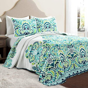 �y���������z ���{�����׃u�����h Lush Decor ���b�V���E�f�R�[�� Clara ���o�[�V�u���x�b�h�J�o�[�Z�b�g�iBlue & Green�j �x�b�h�X�v���b�h �x�b�g�J�o�[ �z�c�J�o�[ �͗l�ւ�