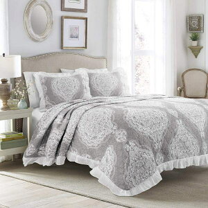 �y���������z ���{�����׃u�����h Lush Decor ���b�V���E�f�R�[�� Lucianna Ruffle Edge ���o�[�V�u���x�b�h�J�o�[�Z�b�g�iGray�j �x�b�h�X�v���b�h �x�b�g�J�o�[ �z�c�J�o�[