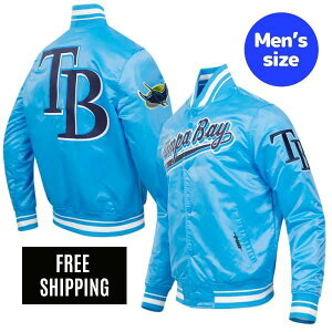 Pro Standard �v���X�^���_�[�h MLB ���W���[���[�O �����Y �i�C�����W���P�b�g �X�^�W���� �A�E�^�[ �W�����p�[ �^���p�x�C�E���C�Y TAMPA BAY RAYS SCRIPT TAIL SATIN JACKET