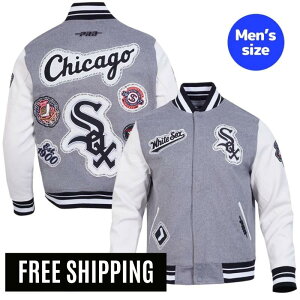 �y���������z MLB ���K�i �����Y �A�E�^�[ �X�^�W���� �W���P�b�g �V�J�S�E�z���C�g�\�b�N�X CHICAGO WHITE SOX DIY PICK STITCH MEN'S RIB WOOL VARSITY JACKET �v���X�^���_�[�h Pro Standard