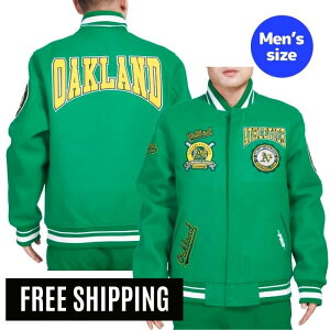 �y���������z MLB ���K�i �����Y �A�E�^�[ �X�^�W���� �W���P�b�g �I�[�N�����h�E�A�X���`�b�N�X OAKLAND ATHLETICS CREST EMBLEM RIB WOOL VARSITY JACKET �v���X�^���_�[�h Pro Standard