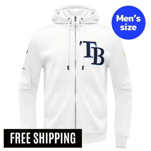 Pro Standard �v���X�^���_�[�h MLB �����Y �p�[�J�[ �g���[�i�[ �t�[�f�B�[ �����g�b�v�X �^���p�x�C�E���C�Y TAMPA BAY RAYS CLASSIC CHENILLE MEN'S FULL ZIP HOODIE ���W���[���[�O