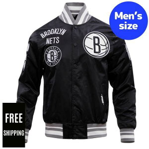 �y���������z Pro Standard �v���X�^���_�[�h NBA �����Y �A�E�^�[ �i�C�����W���P�b�g �T�e���W���P�b�g �X�^�W���� �u���b�N�����E�l�b�c BROOKLYN NETS RETRO CLASSIC SATIN JACKET